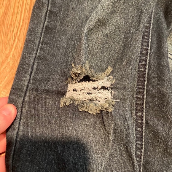 Maternity Jeans Dark Wash Denim Cuffed Ankle Distressed Detail Comfort - Picture 4 of 5